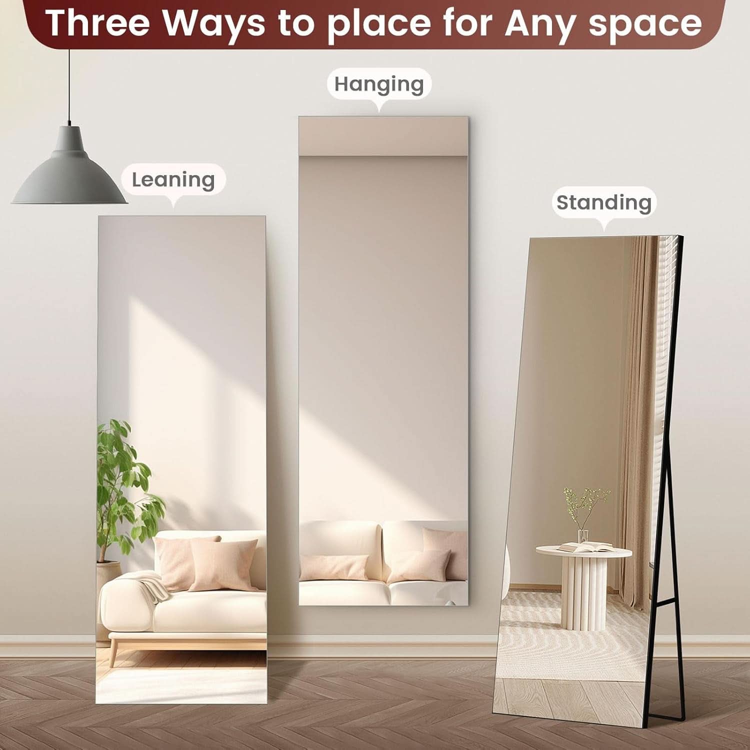58x18 Frameless Full Length Distortion Free Mirror