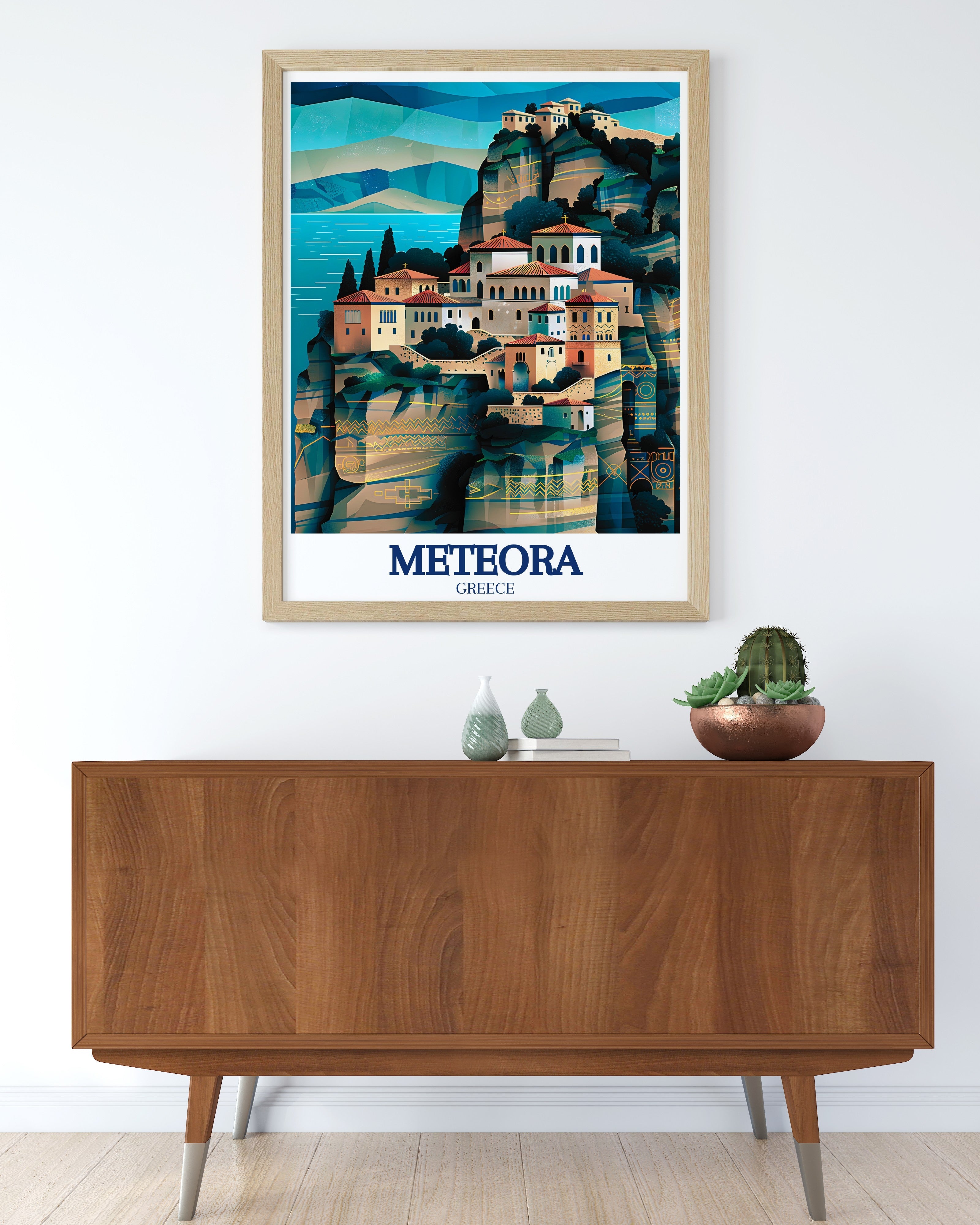 Meteora Travel Print - Varlaam Monastery Wall Art - Kalampaka Travel Poster - Kalampaka Wall Print