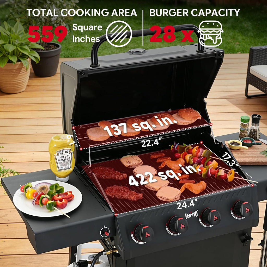 Black Four Burner Propane Outdoor Barbecue Grillmaster