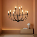 Black 36Inch 12Light Chandelier For Entryway Hallway