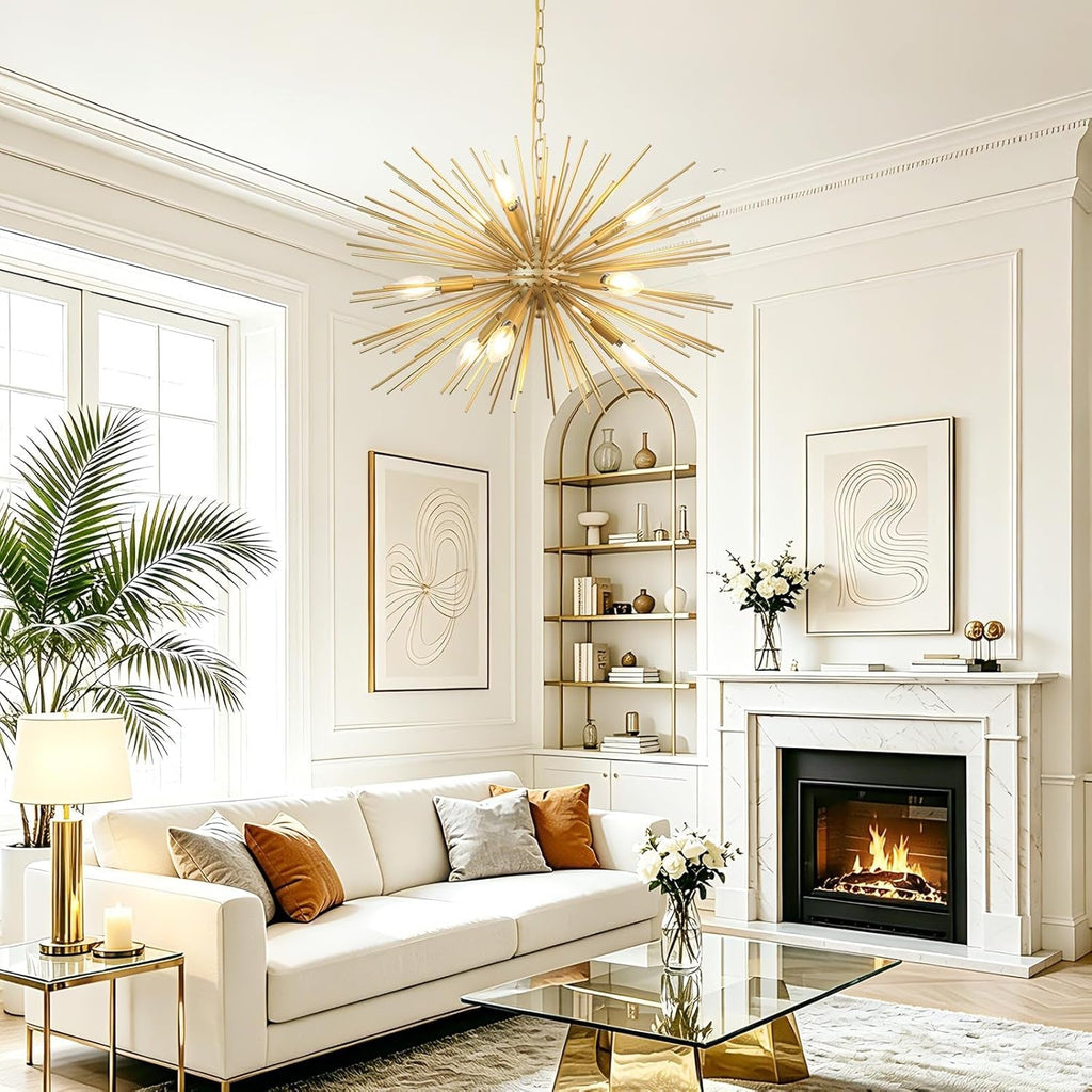 24Inch Golden Gleaming Sputnik Chandelier With Nine Lights