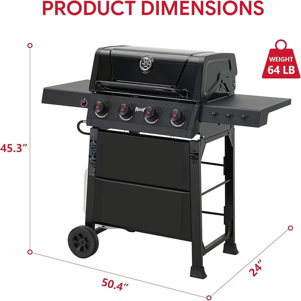 Black Four Burner Propane Outdoor Barbecue Grillmaster