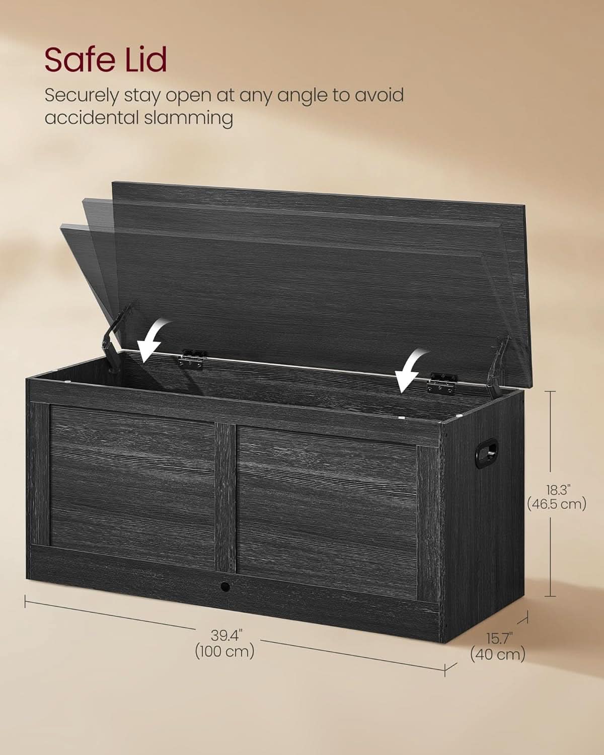 Charcoal Gray Storage Bench With 39 Inches Capacity