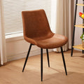 Brown Polyurethane Leather Dining Chairs Quadruple Set