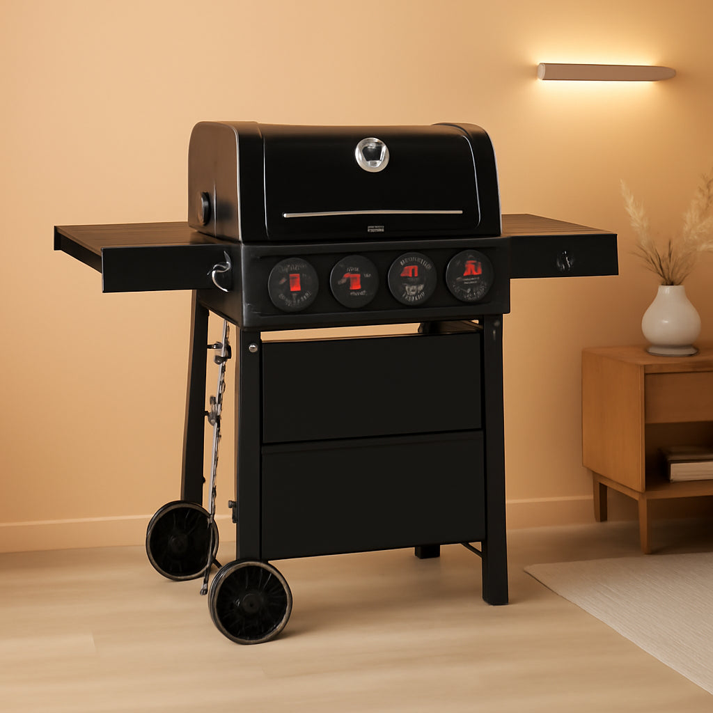 Black Four Burner Propane Outdoor Barbecue Grillmaster