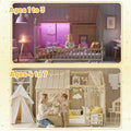 Natural Wood Montessori Twin House Bed Bookcase LED
