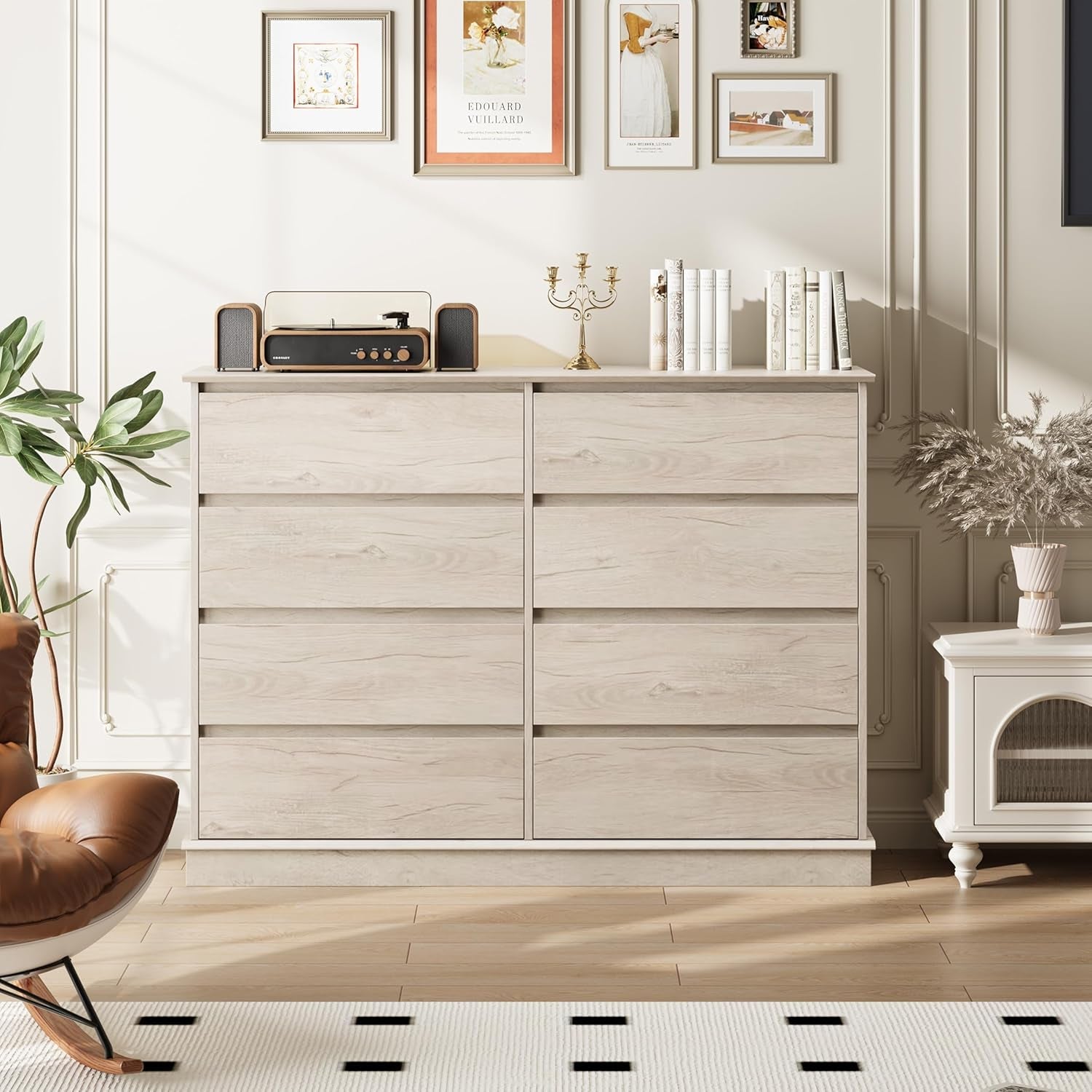 8-Drawer Dresser 51-Inch Wide Vintage Oak Organizer