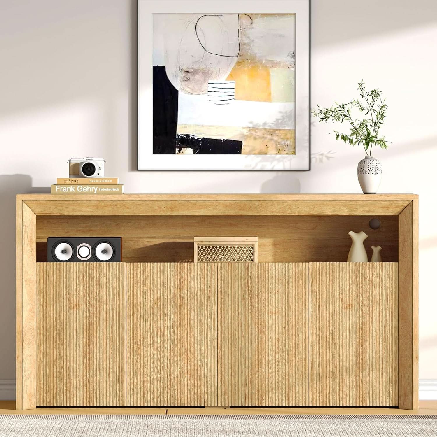 PremiumQuality Oak TV Entertainment Center With LEDs