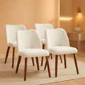 Luxurious White Linen Wingback Dining Chairs FourPack