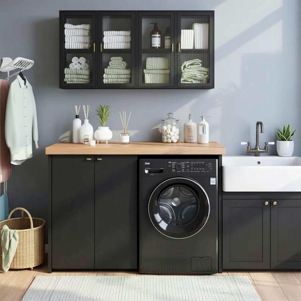 24 Inch Wide Black Wall Cabinet Durable Acry lic Doors
