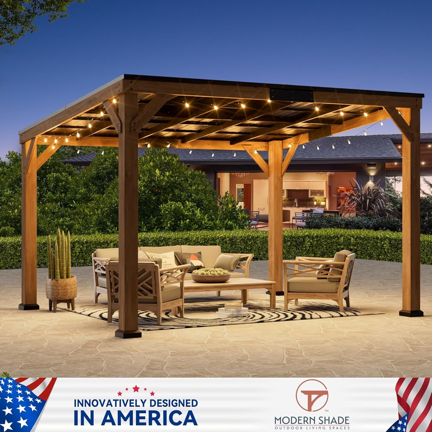 Durable Cedarwood Weatherproof Gazebo 10x12 Sloped Roof