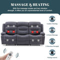 Oversized Charcoal Grey Recliner Sofa With USB Port And Heated Massage