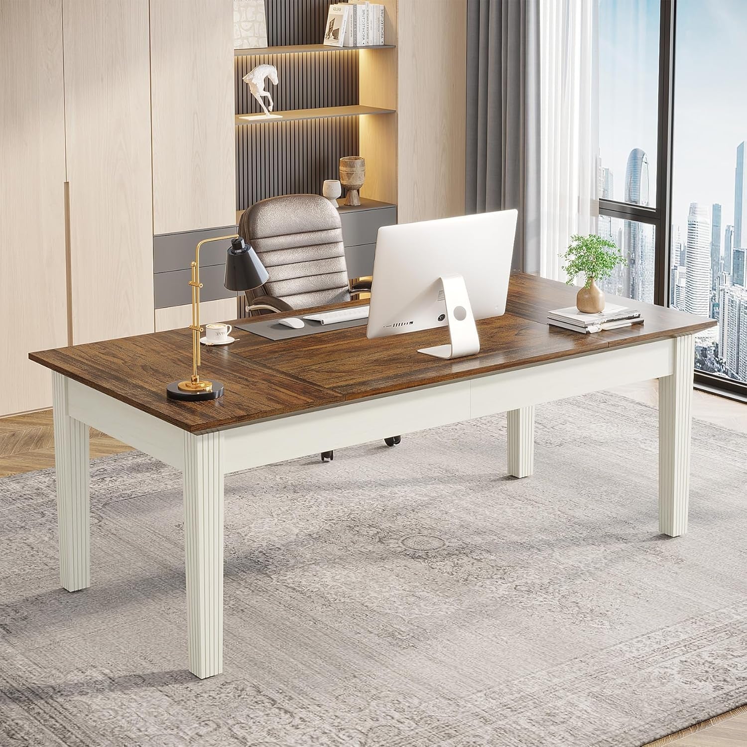 62Inch Computer Desk Work station Solid Wood Construction