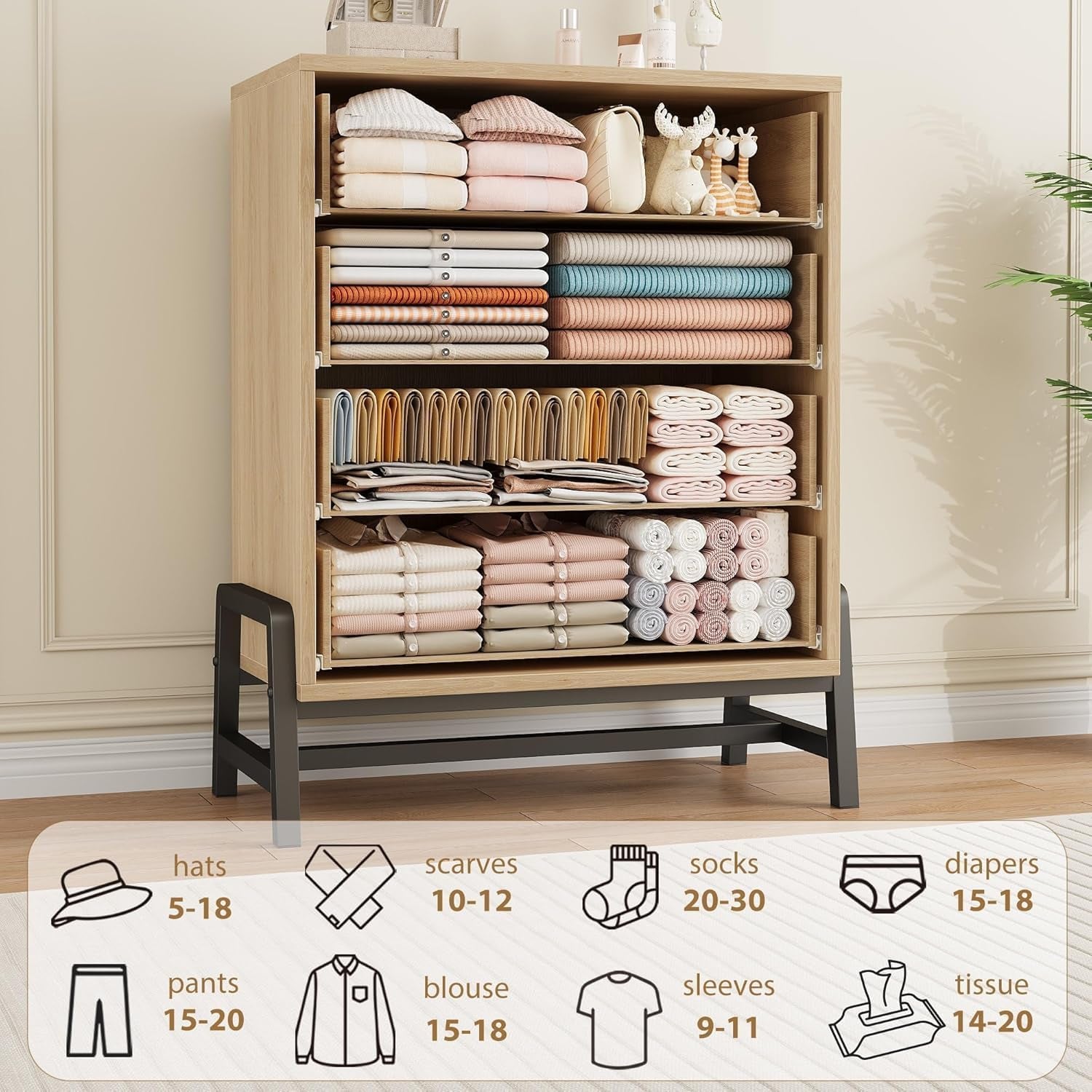 Natural Oak Dresser 38 Inches Tall Freestanding Storage