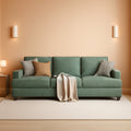89 Inches Oversize Three Seater Sofa Green Upholstery