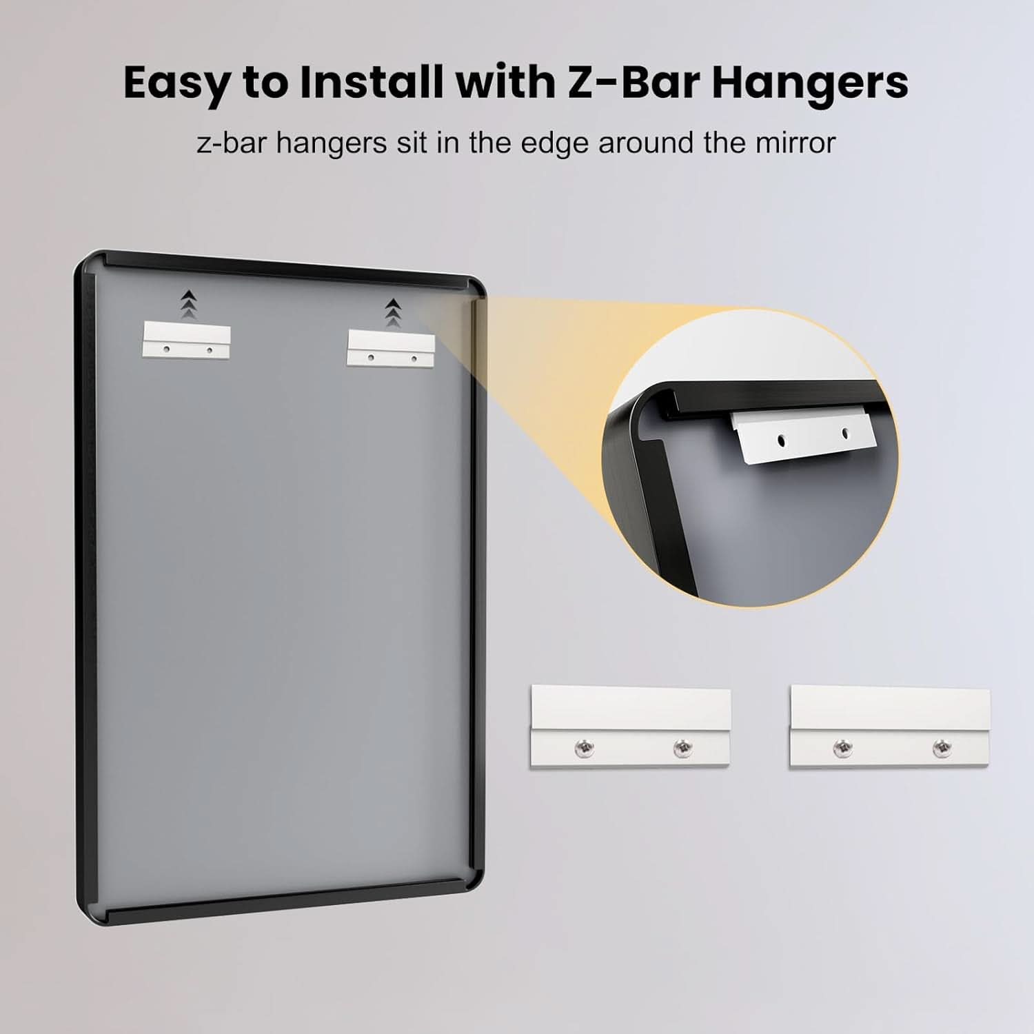 48X32 Inch Matte Black AntiRust Tempered Glass Mirror