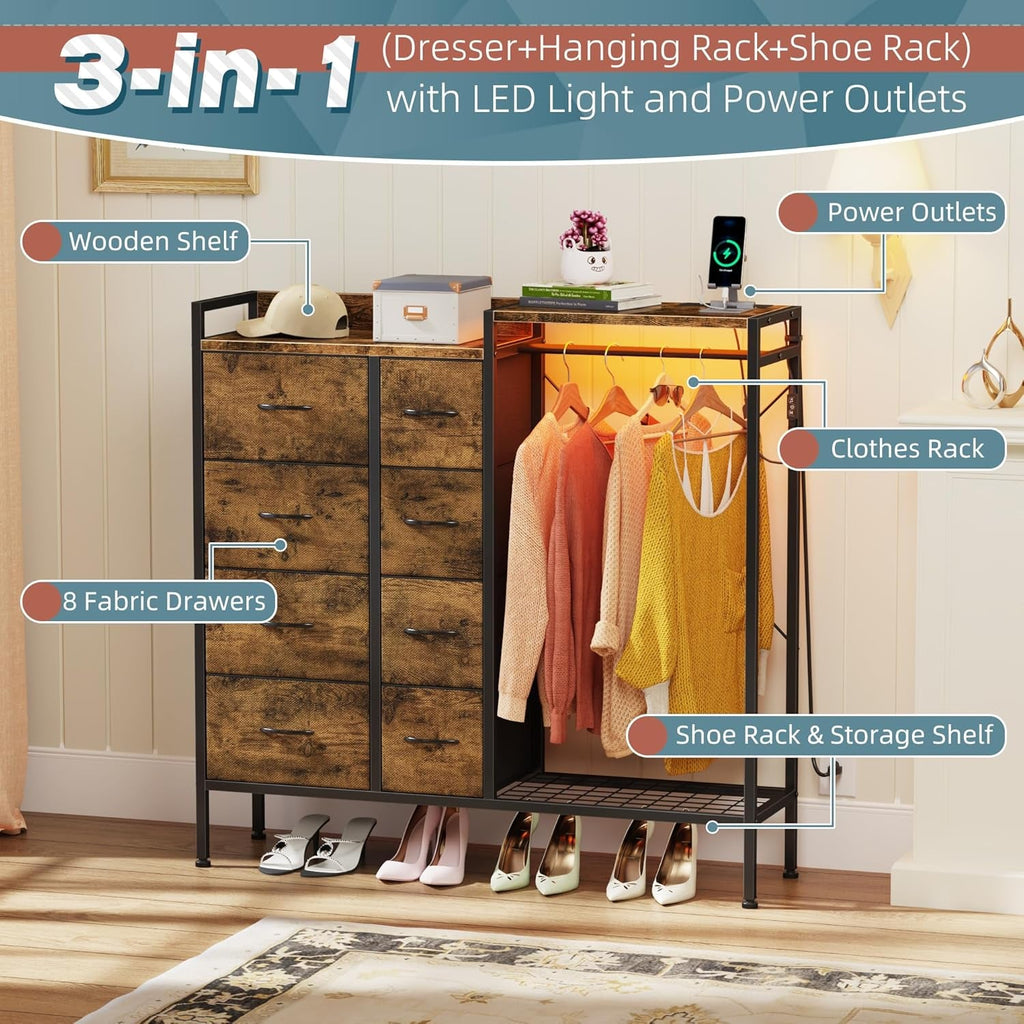 Brown Dresser With Integrated Wireless Charging Station