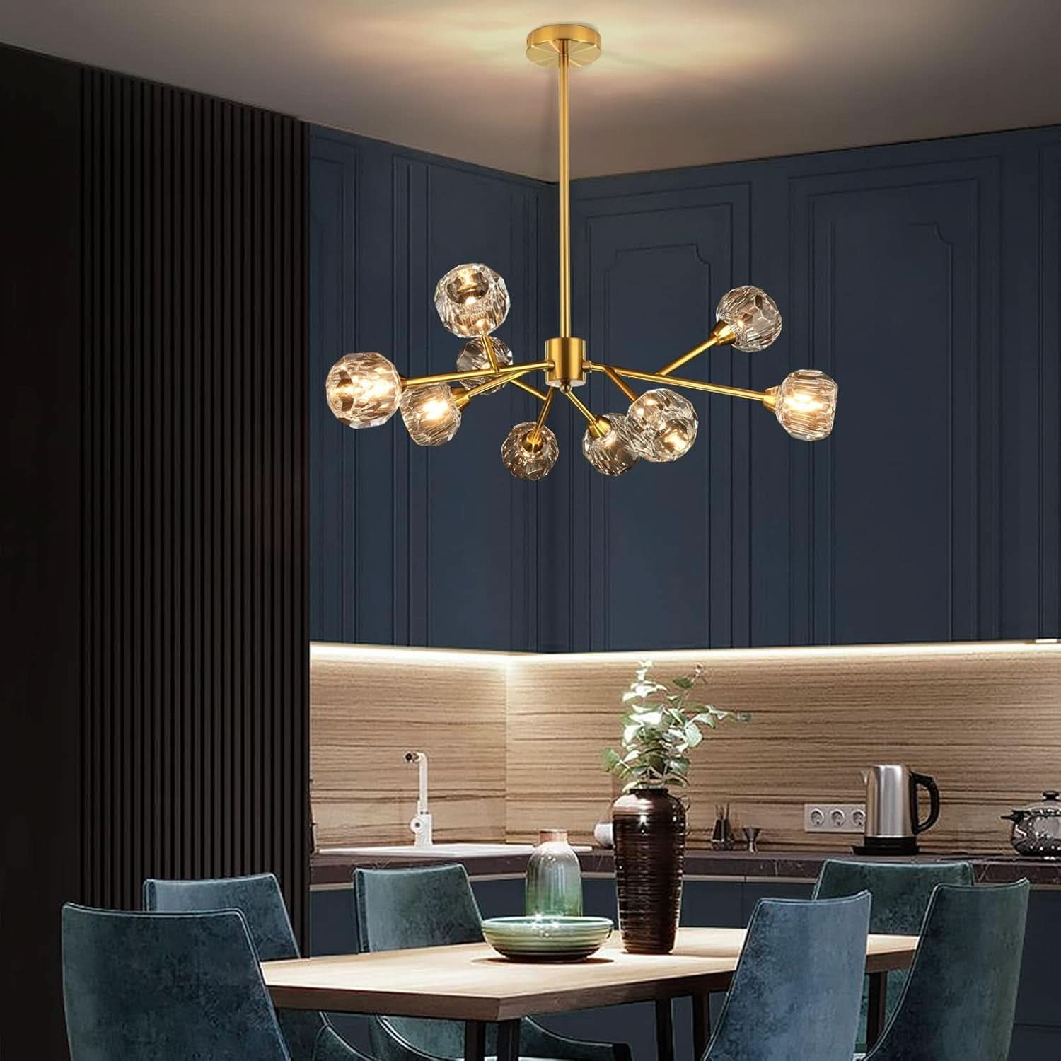 Gold Crystal Sputnik Chandelier Dining Room Fixture