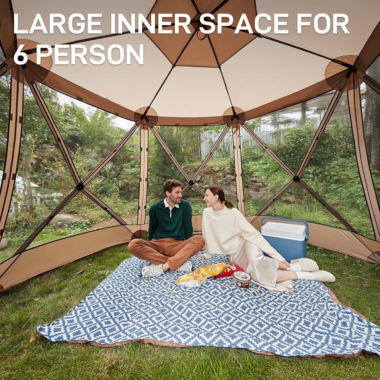 Khaki Pop Up Instantly SetUp Screen Tent 11.5x9.8ft