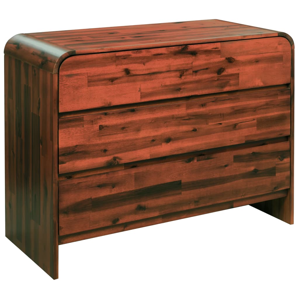 NNEVL Chest of Drawers Solid Acacia Wood 90x37x75 cm