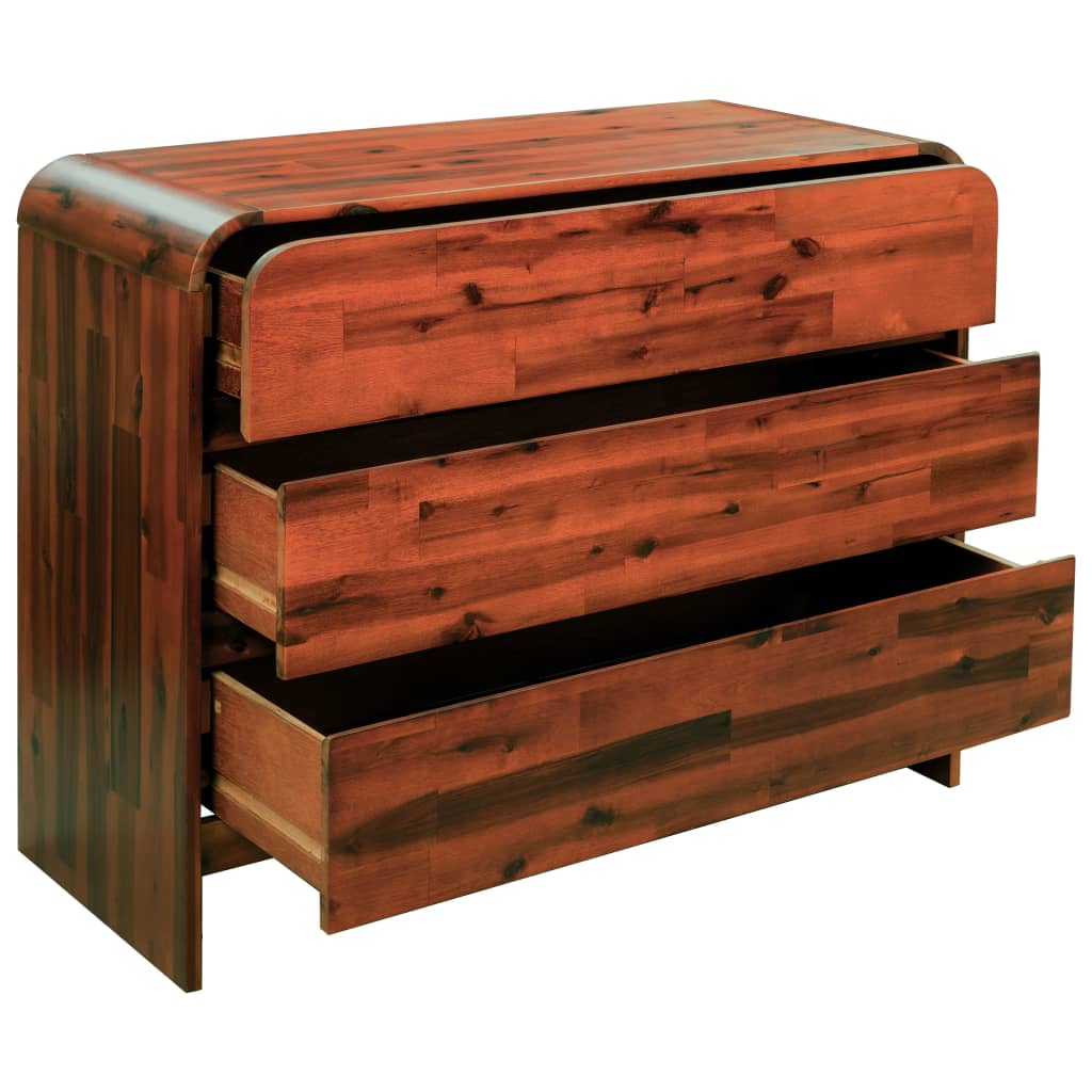 NNEVL Chest of Drawers Solid Acacia Wood 90x37x75 cm