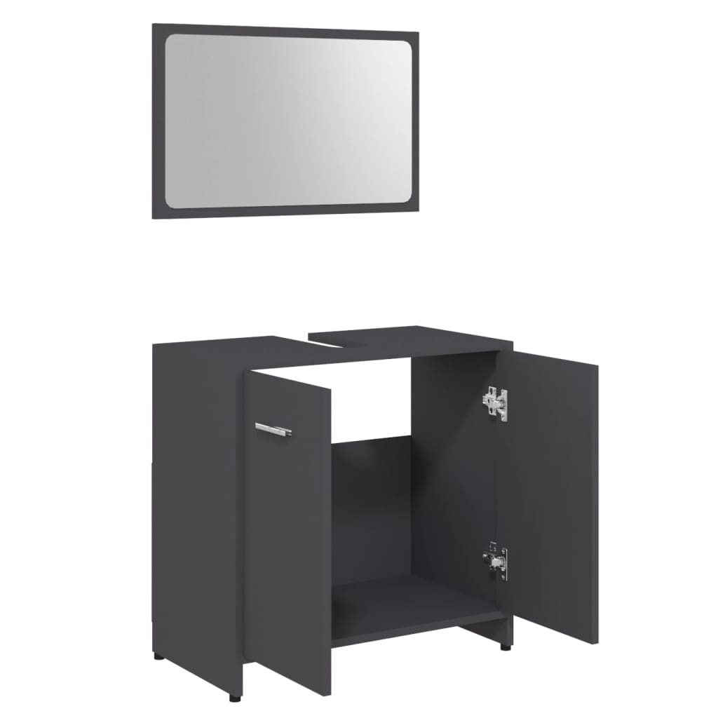 NNEVL Bathroom Furniture Set Grey Chipboard