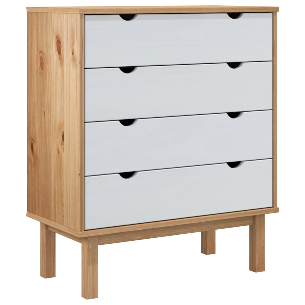 NNEVL Drawer Cabinet OTTA Brown&White 76.5x39.5x90cm Solid Wood Pine