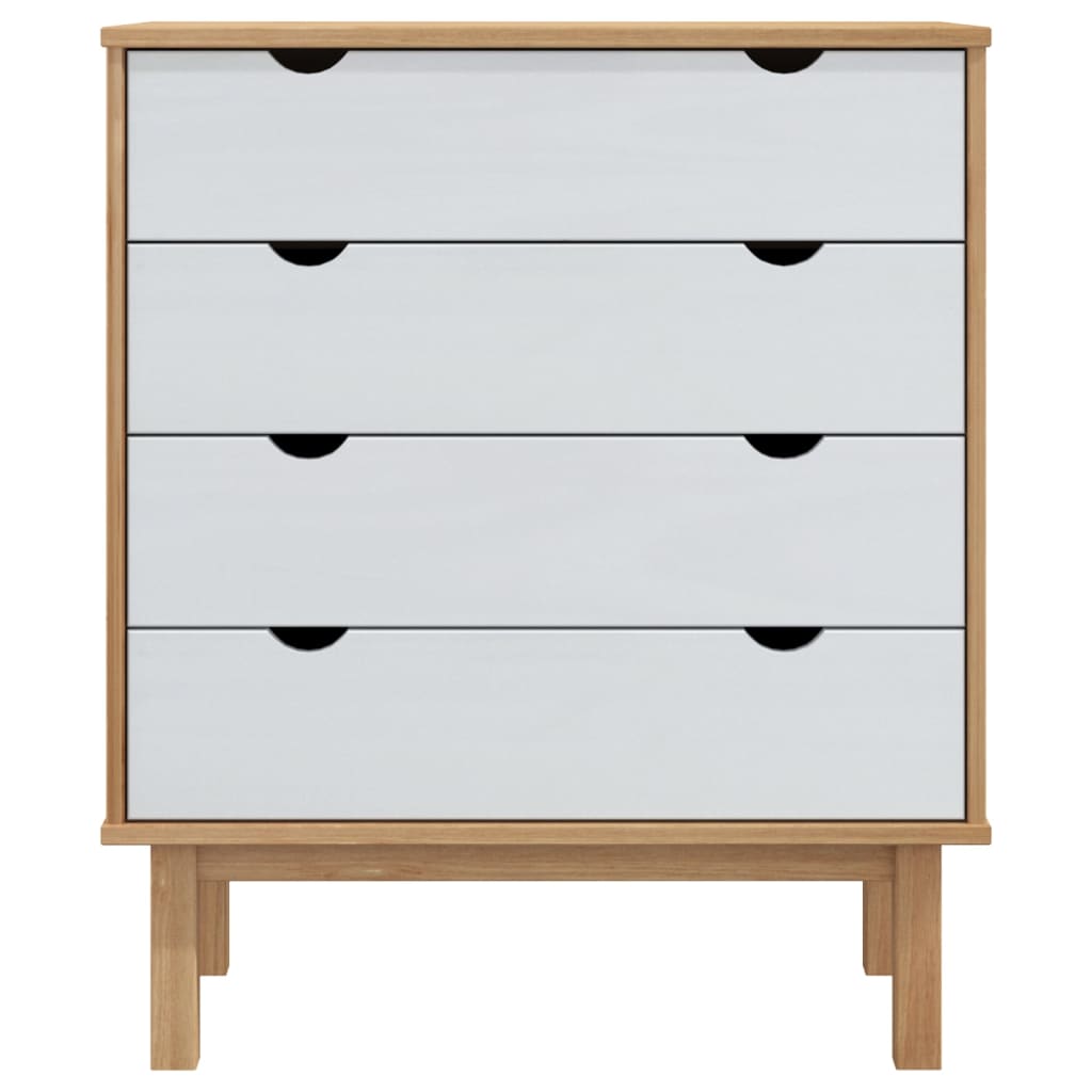 NNEVL Drawer Cabinet OTTA Brown&White 76.5x39.5x90cm Solid Wood Pine