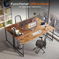 55Inch Computer Desk Deep Desktop Rustic Brown Metal Frame