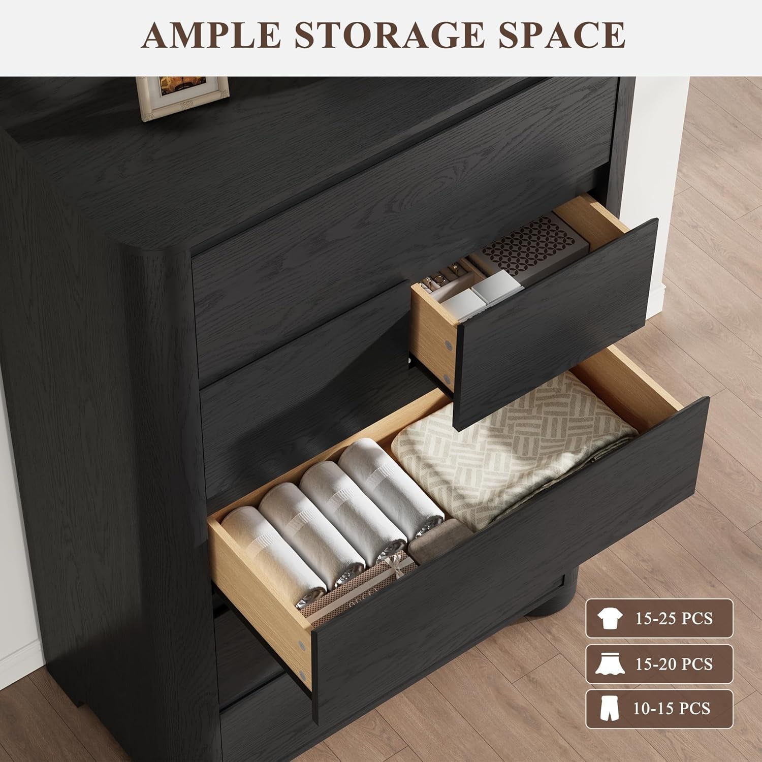 Black Forty Eight Multifunctional Dresser With Ample Storage