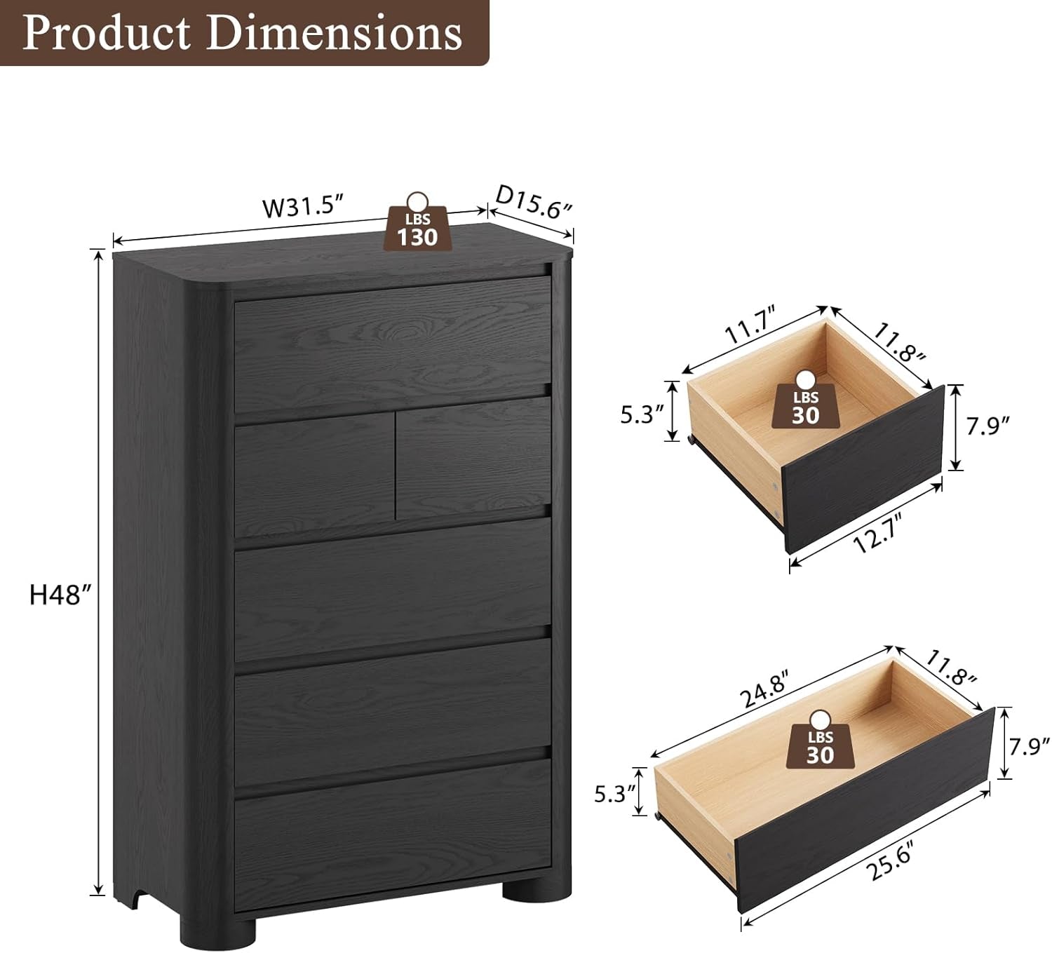Black Forty Eight Multifunctional Dresser With Ample Storage