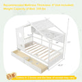 White Twin Size Wooden House Bed Two Under bed Storage Drawers