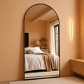 81-Inch Matte Black Arched Full-Length Floor Mirror