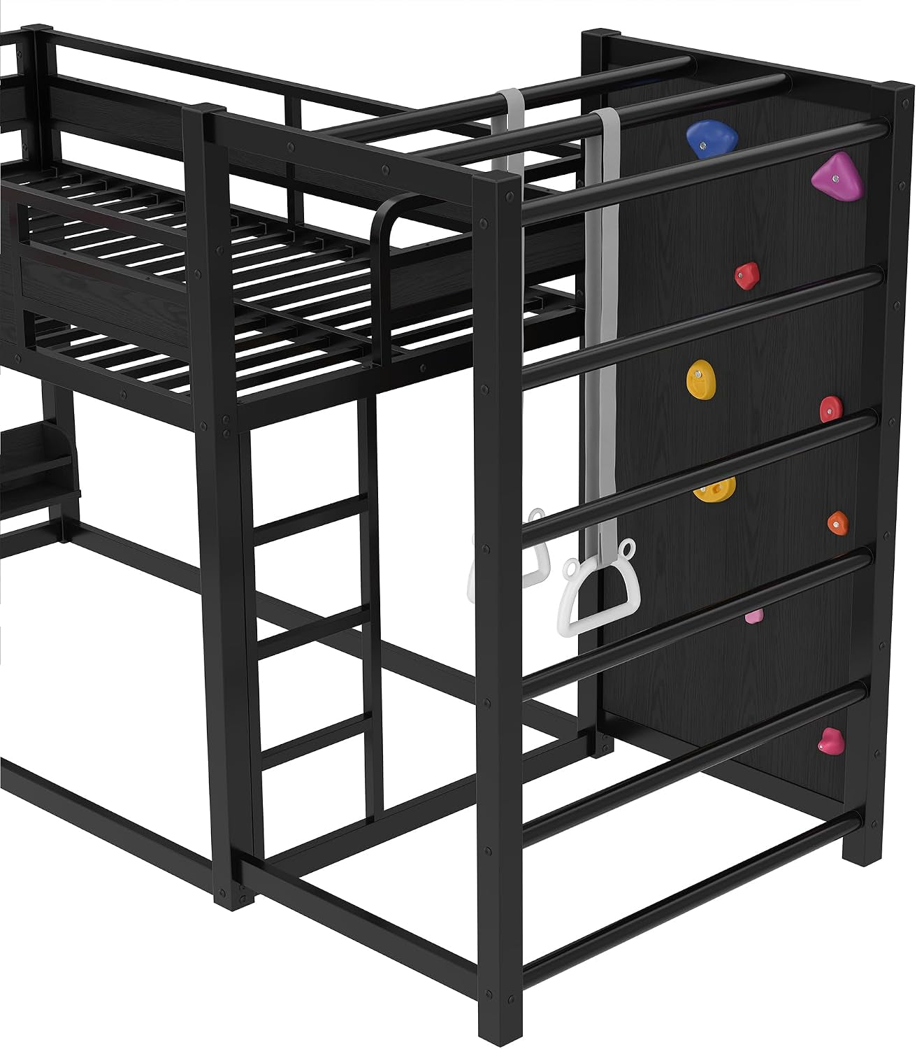 Twin Size Powder Coated Black Industrial Grade Bunk Bed