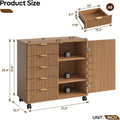 Five Drawer Wooden File Cabinet With Adjustable Shelf