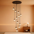 Matte Black Crystal Pendant Chandelier Lighting Fixture