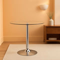31.5 Inch Tempered Glass-Glass Dining Table Chromed Base