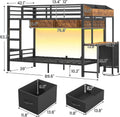 Twin Over Twin Metal Bunk Bed With Desk Black Space Saving Design Efficient