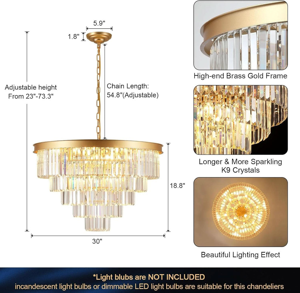 Large Gold Elegant Crystal Chandelier For Hallways