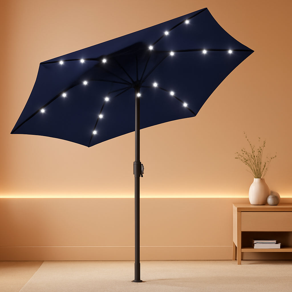 7 Point 5Ft Solar Umbrella With Integrated LED Lighting
