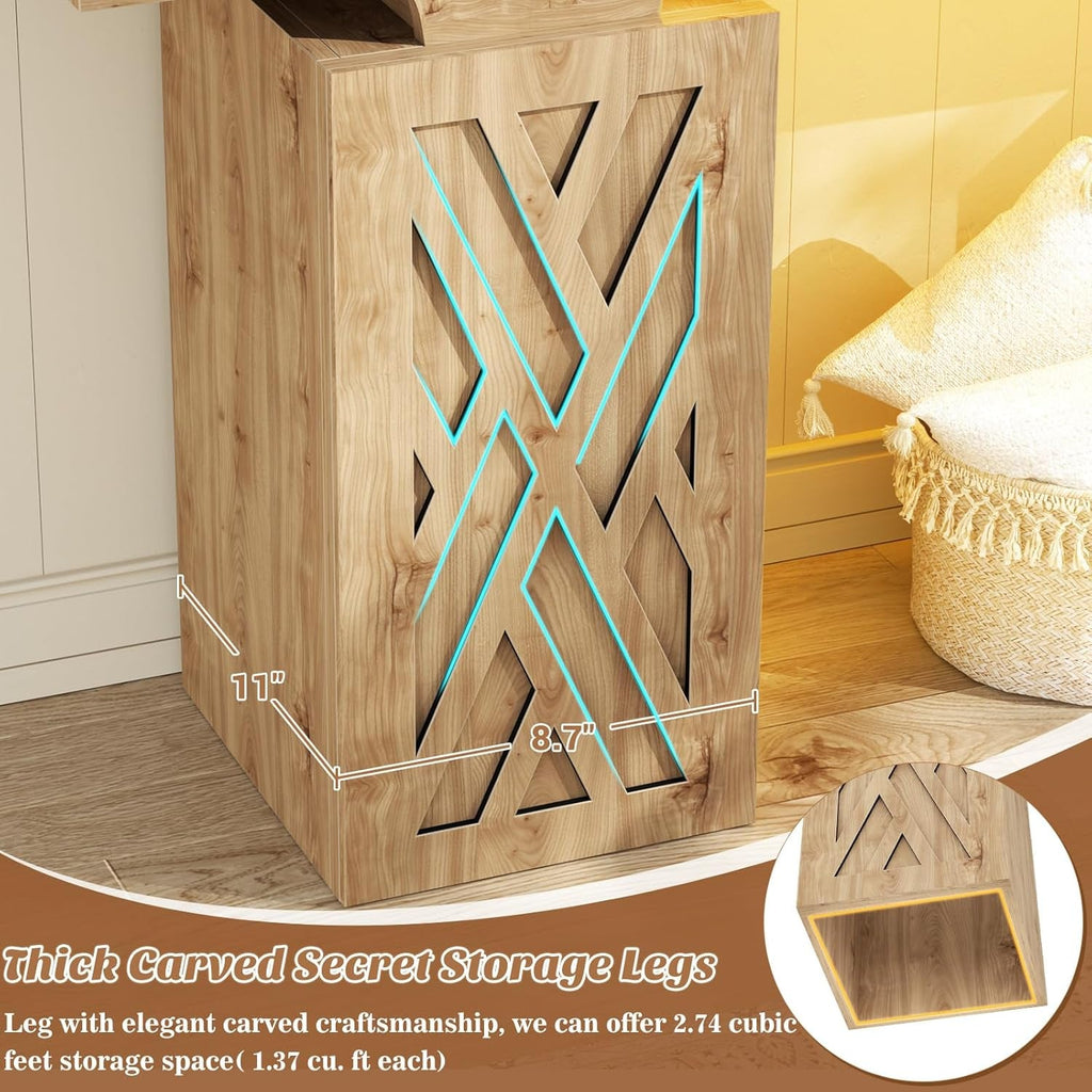 Entryway Console Table 47.2 Inch Natural Oak Sturdy