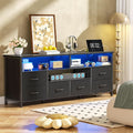 55 Inch TV Stand Entertainment Center With Powe rOutlets Black
