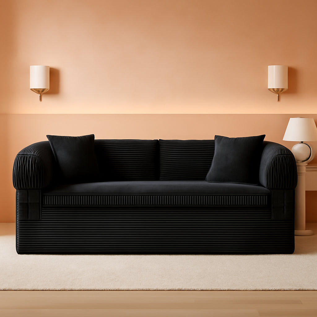 79 Inch Convertible Sofa Bed Black Luxurious Comfort