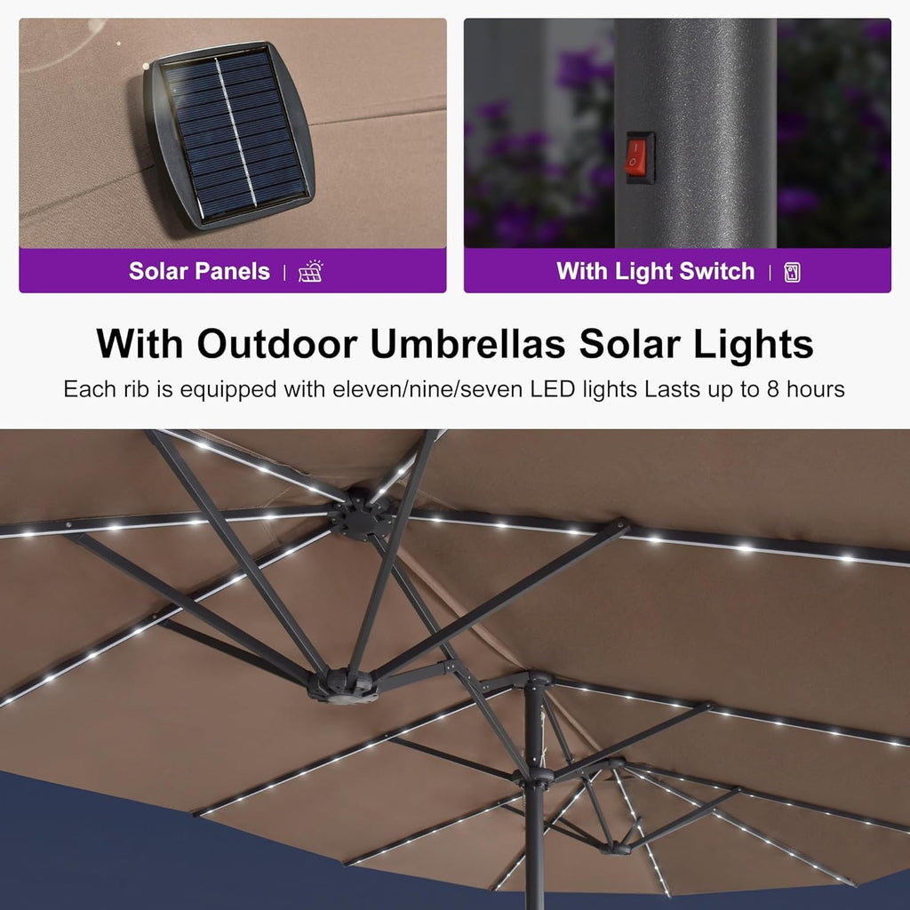 15Ft Rectangular Outdoor Umbrella Taupe Base Included