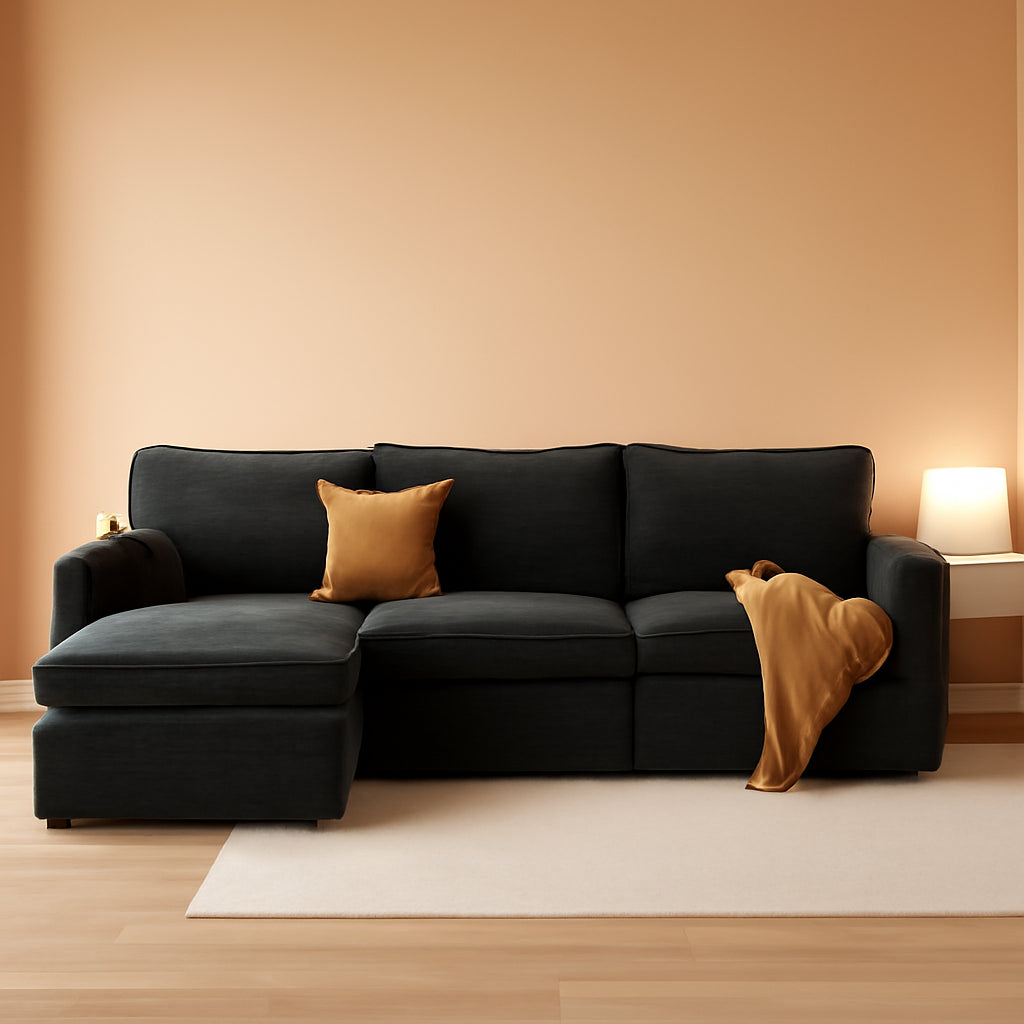 108 Inch Charcoal Gray Modular Sectional Sofa Ottoman