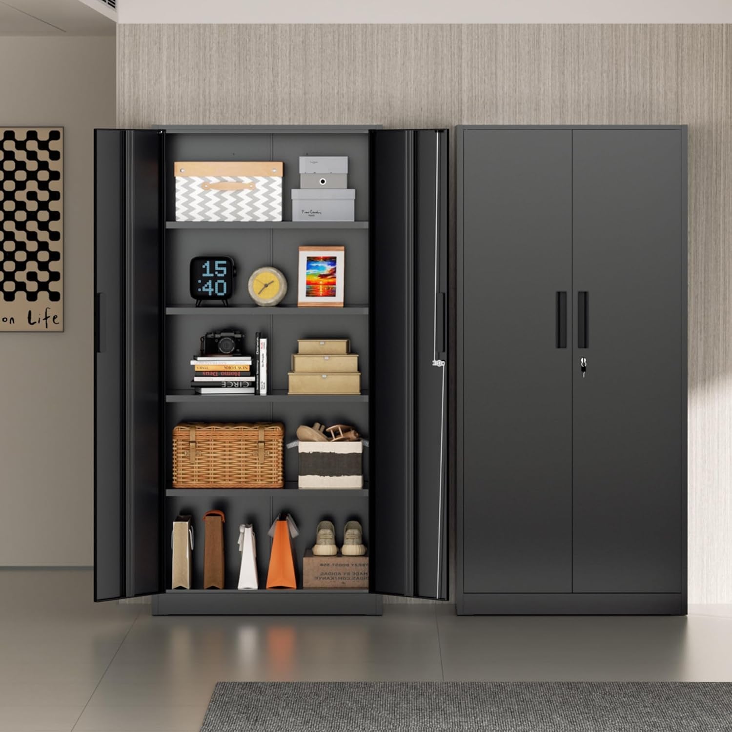72 Inches Heavy Duty Metal Storage Lockable Cabinet