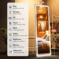 56 Inch LED Lighted FloorStanding Mirror Tempered Glass
