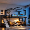Industrial Grade Metal Loft Bed Multicolor LED Lighting