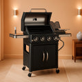 Propane 4-Burner Grill And Griddle Porcelain-Enamel Cast-Iron