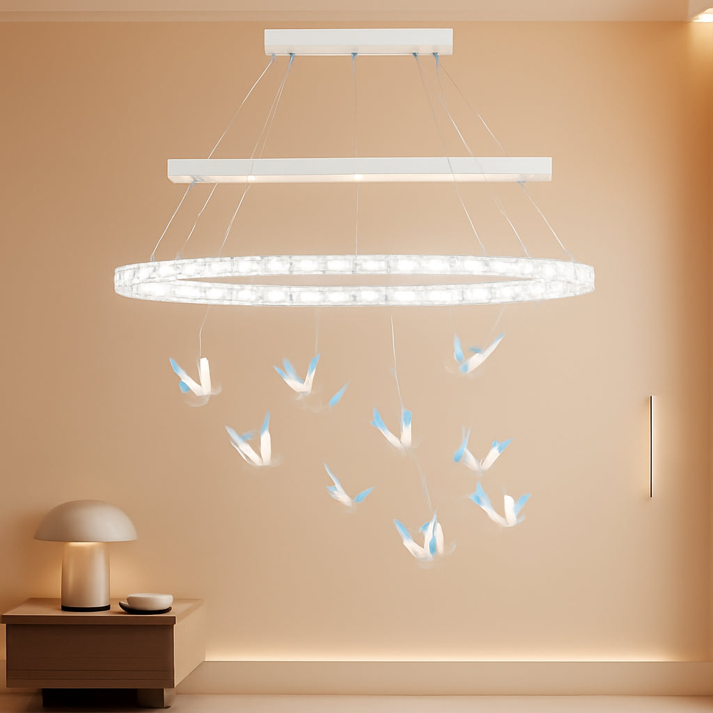 32 Inch Crystal Butterfly Chandelier Adjustable Light